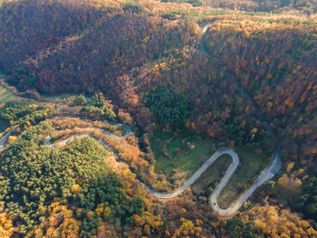 Amazing Aerial Autumn Landscape of Vratsata pass at Balkan Mountains, Bulgaria