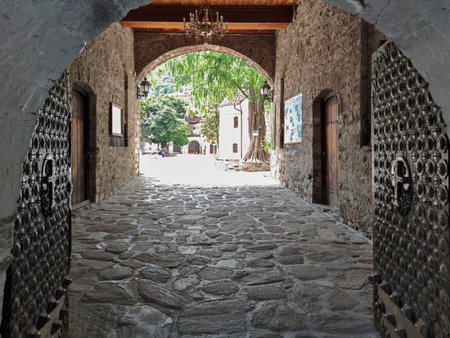 BACHKOVO MONASTERY, BULGARIA - JULY 16, 2020: Medieval Buildings in Bachkovo Monastery Dormition of the Mother of God, Bulgariaのeditorial素材