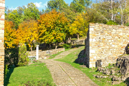 Ruins of The capital city of the Second Bulgarian Empire medieval stronghold Tsarevets, Veliko Tarnovo, Bulgariaのeditorial素材