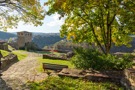 Ruins of The capital city of the Second Bulgarian Empire medieval stronghold Tsarevets, Veliko Tarnovo, Bulgariaのeditorial素材