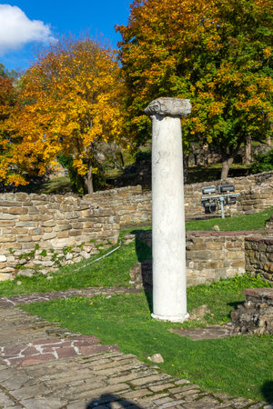 Sunset view of Ruins of The capital city of the Second Bulgarian Empire medieval stronghold Tsarevets, Veliko Tarnovo, Bulgariaのeditorial素材