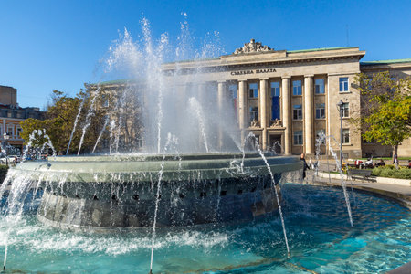 RUSE, BULGARIA -NOVEMBER 2, 2020: Building of Courthouse at the center of city of Ruse, Bulgariaのeditorial素材