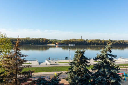 RUSE, BULGARIA - NOVEMBER 2, 2020: Panorama of Costal street at the center of city of Ruse, Bulgariaのeditorial素材