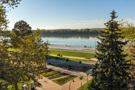 RUSE, BULGARIA - NOVEMBER 2, 2020: Panorama of Costal street at the center of city of Ruse, Bulgariaのeditorial素材