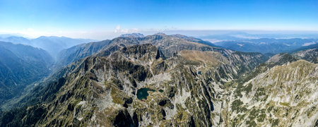Aerial panoramic view of Malyovitsa peak, Rila Mountain, Bulgaria