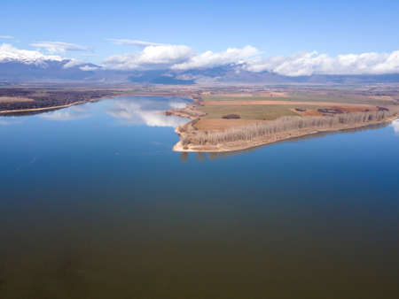 Aerial view of Koprinka Reservoir, Stara Zagora Region, Bulgaria