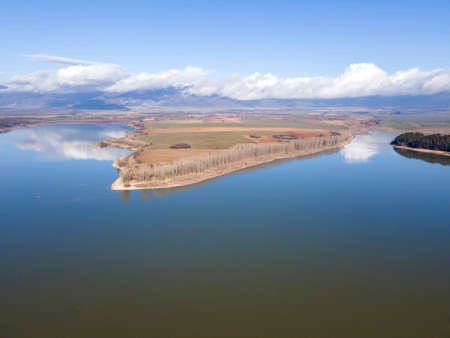Aerial view of Koprinka Reservoir, Stara Zagora Region, Bulgariaの写真素材