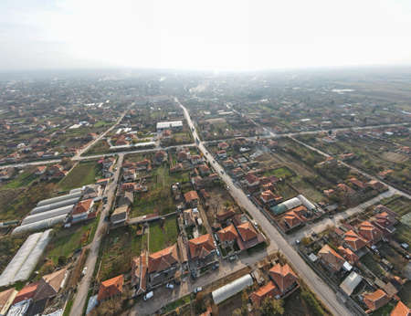 Aerial panorama of village of Tsalapitsa, Plovdiv Region, Bulgariaの写真素材