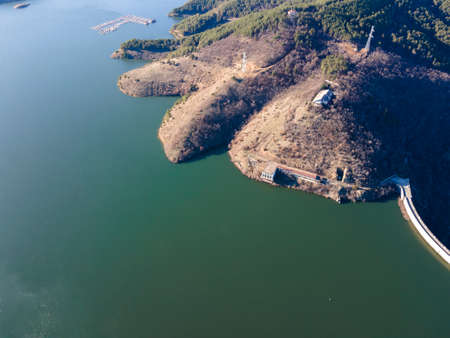 Amazing Aerial view of Kardzhali Reservoir, Bulgariaの写真素材