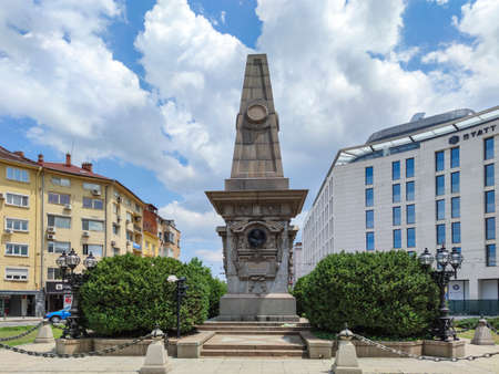 SOFIA, BULGARIA - MARCH 7, 2019:  Monument to Bulgarian revolutionary and national hero Vasil Levski in city of Sofia, Bulgariaのeditorial素材