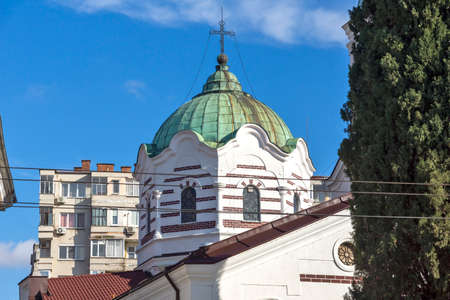 STARA ZAGORA, BULGARIA - JANUARY 14, 2021: Orthodox Church of the Holy Mother of God in city of Stara Zagora, Bulgariaのeditorial素材