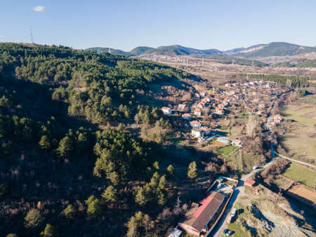 Amazing Aerial view Arda river and town of Kardzhali, Bulgariaの写真素材