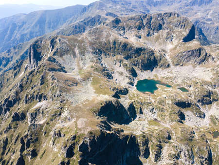 Aerial view of Malyovitsa peak, Rila Mountain, Bulgariaの写真素材