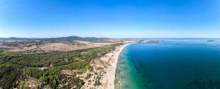 Aerial panorama of Gradina (Garden) Beach near town of Sozopol, Burgas Region, Bulgariaの写真素材