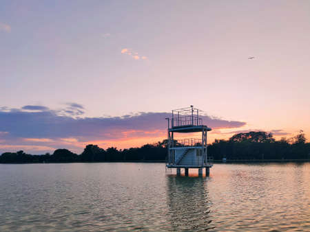 Amazing Sunset view of Rowing Venue in city of Plovdiv, Bulgariaの写真素材