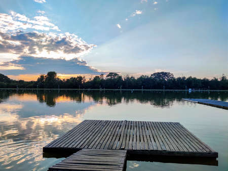 Amazing Sunset view of Rowing Venue in city of Plovdiv, Bulgaria