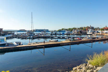 SOZOPOL, BULGARIA - AUGUST 29, 2020: Amazing Sunset at the port of Sozopol, Burgas Region, Bulgariaのeditorial素材