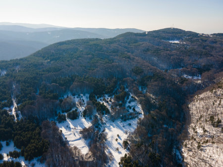 Aerial view of Koprivkite area at Rhodopes Mountain, Plovdiv Region, Bulgariaの写真素材