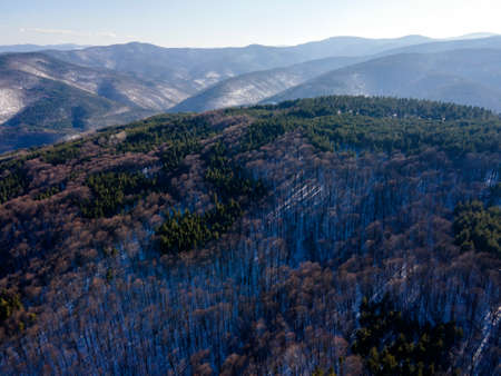 Aerial view of Koprivkite area at Rhodopes Mountain, Plovdiv Region, Bulgaria