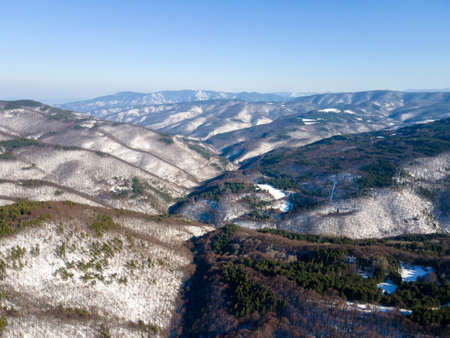 Aerial view of Koprivkite area at Rhodopes Mountain, Plovdiv Region, Bulgariaの写真素材