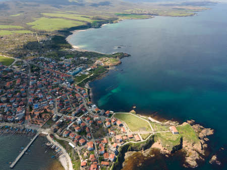 Aerial view of town of Ahtopol, Burgas Region, Bulgariaの写真素材