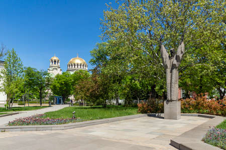 SOFIA, BULGARIA - MAY 9, 2021:  Amazing view of Cathedral Saint Alexander Nevski in Sofia, Bulgariaのeditorial素材