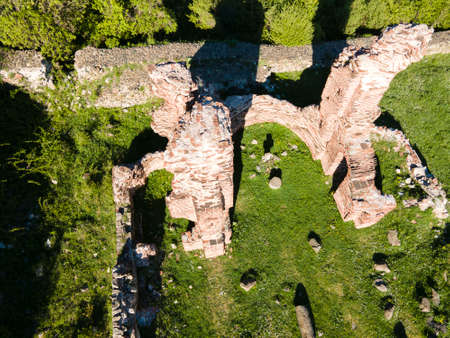 Aerial view of Elenska Basilica -Ruins of early Byzantine Christian church near town of Pirdop, Sofia Region, Bulgariaの写真素材