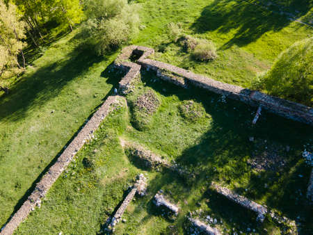 Aerial view of Elenska Basilica -Ruins of early Byzantine Christian church near town of Pirdop, Sofia Region, Bulgariaの写真素材