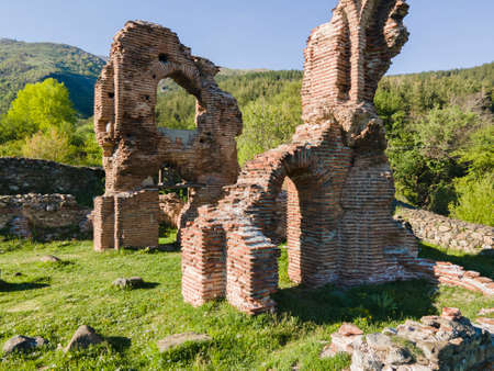 Aerial view of Elenska Basilica -Ruins of early Byzantine Christian church near town of Pirdop, Sofia Region, Bulgariaの写真素材