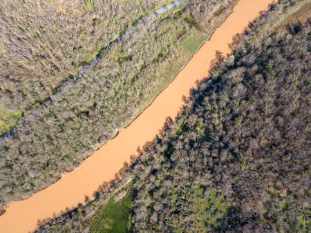 Aerial view of Ropotamo river at Arkutino region, Burgas Region, Bulgaria