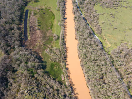 Aerial view of Ropotamo river at Arkutino region, Burgas Region, Bulgariaの写真素材