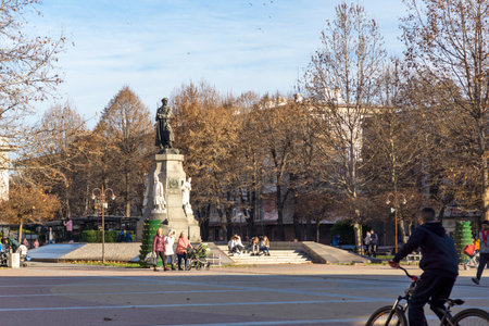 HASKOVO, BULGARIA - DECEMBER 29, 2020: Monument of Fallen in the wars in the center of City of Haskovo, Bulgariaのeditorial素材