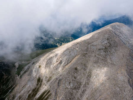 Aerial summer view of Vihren Peak, Pirin Mountain, Bulgariaの写真素材
