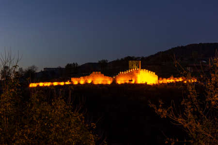 Night view of Ruins of medieval fortification at Trapezitsa hill, Veliko Tarnovo, Bulgariaの写真素材
