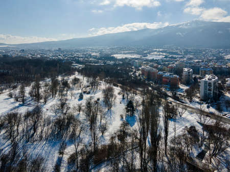 Aerial Winter view of South Park in city of Sofia, Bulgaria