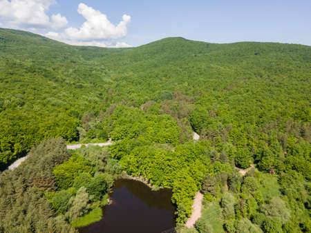 Aerial view of Sua Gabra Lakes at Lozenska Mountain, Sofia Region, Bulgaria