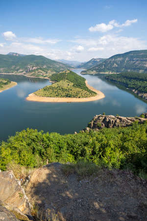 Amazing view of Arda River meander and Kardzhali Reservoir, Bulgariaの写真素材