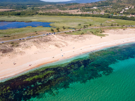 Aerial view of The Driver Beach near resort of Dyuni, Burgas Region, Bulgariaの写真素材