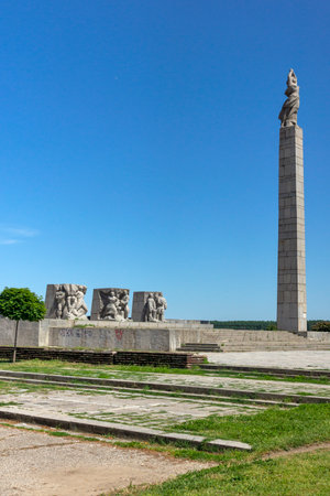 VIDIN, BULGARIA - MAY 23, 2021: The Monument of Freedom at the coast of Danube river in town of Vidin, Bulgariaのeditorial素材