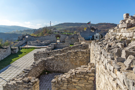 Ruins of medieval fortress in town of Lovech, Bulgariaのeditorial素材