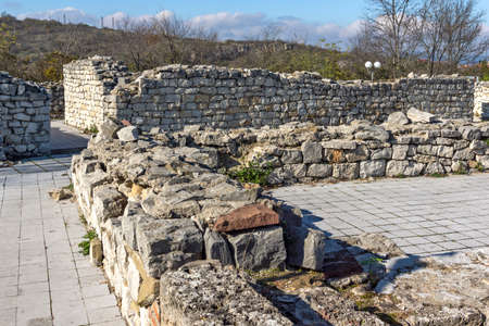 Ruins of medieval fortress in town of Lovech, Bulgariaのeditorial素材