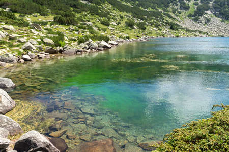 Summer landscape of Fish Banderitsa lake at Pirin Mountain, Bulgariaの写真素材