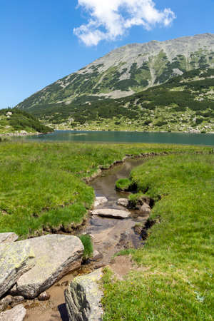 Summer landscape of Fish Banderitsa lake at Pirin Mountain, Bulgariaの写真素材