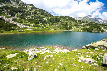 Summer landscape of Fish Banderitsa lake at Pirin Mountain, Bulgariaの写真素材