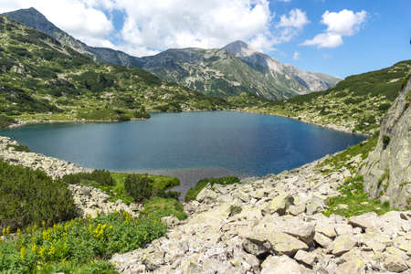 Summer landscape of Fish Banderitsa lake at Pirin Mountain, Bulgariaの写真素材