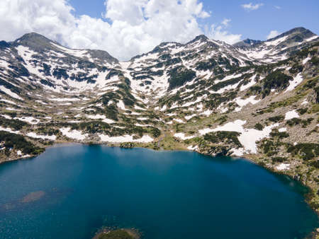 Amazing Aerial view of Popovo Lake at Pirin Mountain, Bulgariaの写真素材