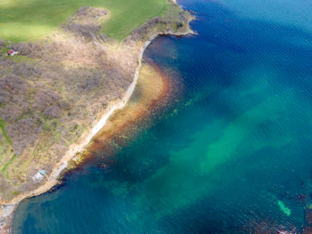 Aerial view of Black Sea coastline near village of Varvara, Burgas Region, Bulgaria