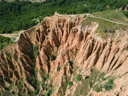 Amazing Aerial view of rock formation Stob pyramids, Rila Mountain, Kyustendil region, Bulgaria