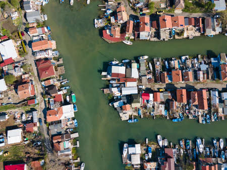 Aerial view of Chengene Skele - Fishing Village (Ribarsko Selishte) near city of Burgas, Bulgariaの写真素材