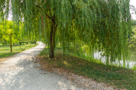 Summer view of Gandens and lake of Mogosoaia Palace near city of Bucharest, Romaniaの写真素材